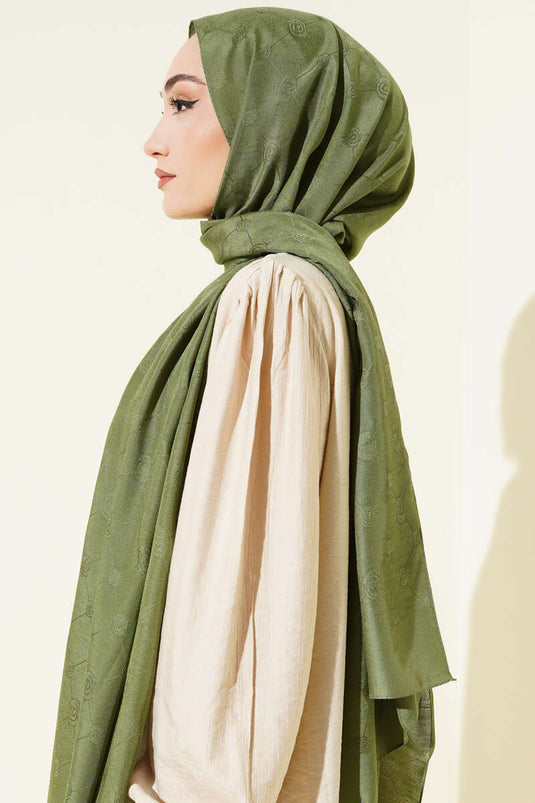 Écharpe à monogramme à motifs, vert clair