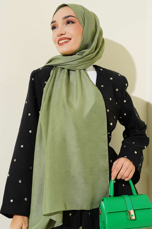 Desenli Monogram Şal Fıstık Yeşili