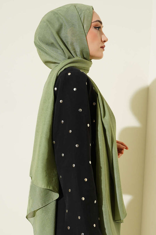 Desenli Monogram Şal Fıstık Yeşili