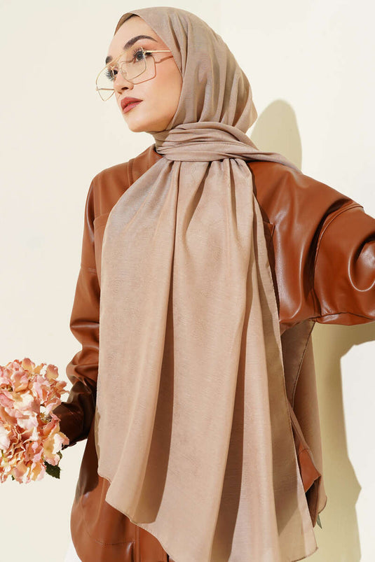 Desenli Monogram Şal Latte