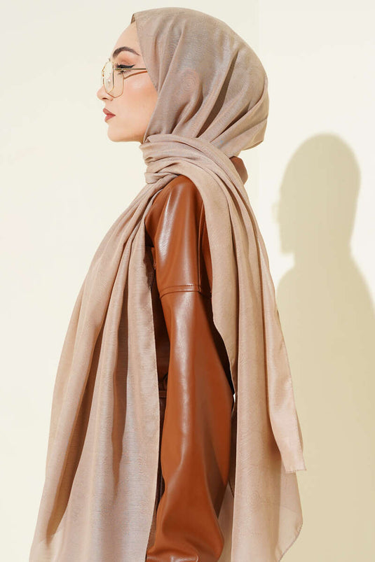 Desenli Monogram Şal Latte