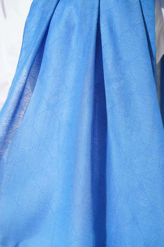 Desenli Monogram Şal Mavi