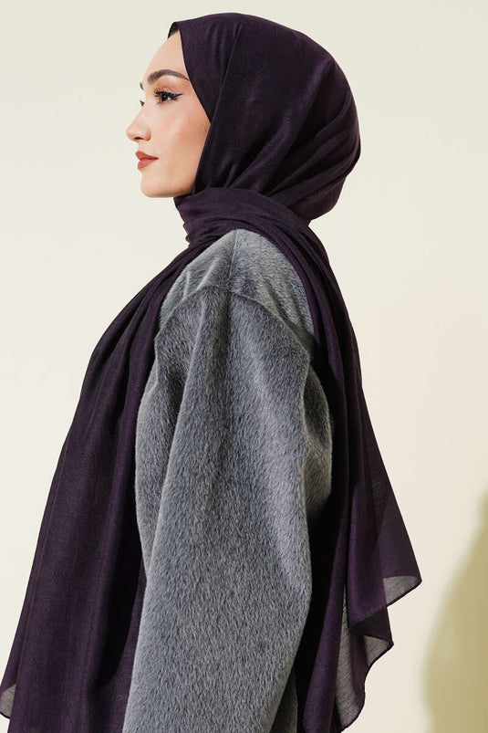 Desenli Monogram Şal Mürdüm