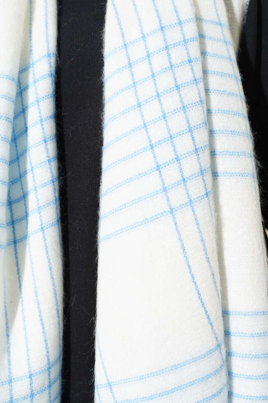 Desenli Omuz Şalı Mavi