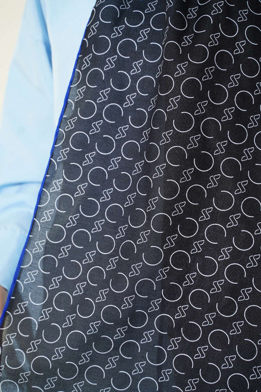 وشاح ديموري مزخرف بحواف مضلعة أسود كحلي