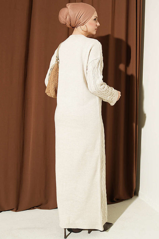 Robe En Tricot À Motifs Beige