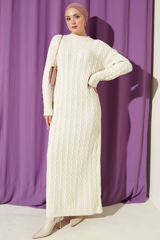 Robe En Tricot À Motifs Crème