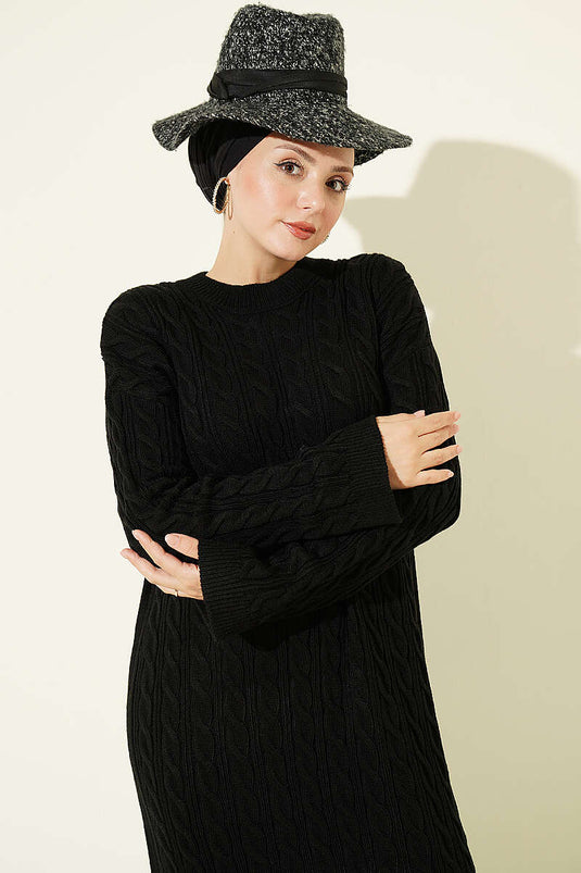 Robe En Tricot À Motifs Noire