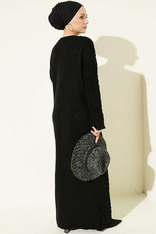 Robe En Tricot À Motifs Noire