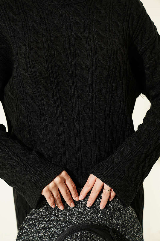 Robe En Tricot À Motifs Noire