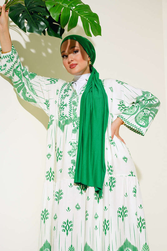 Robe superposée décontractée à motifs vert
