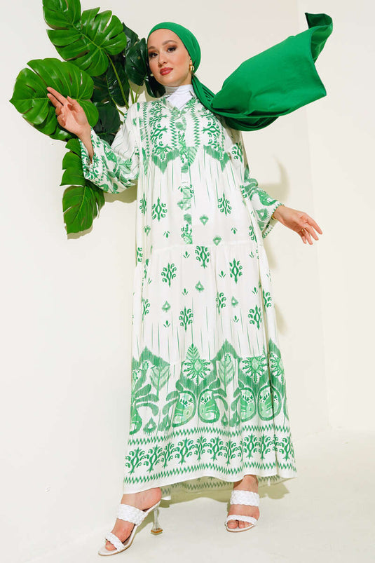 Robe superposée décontractée à motifs vert