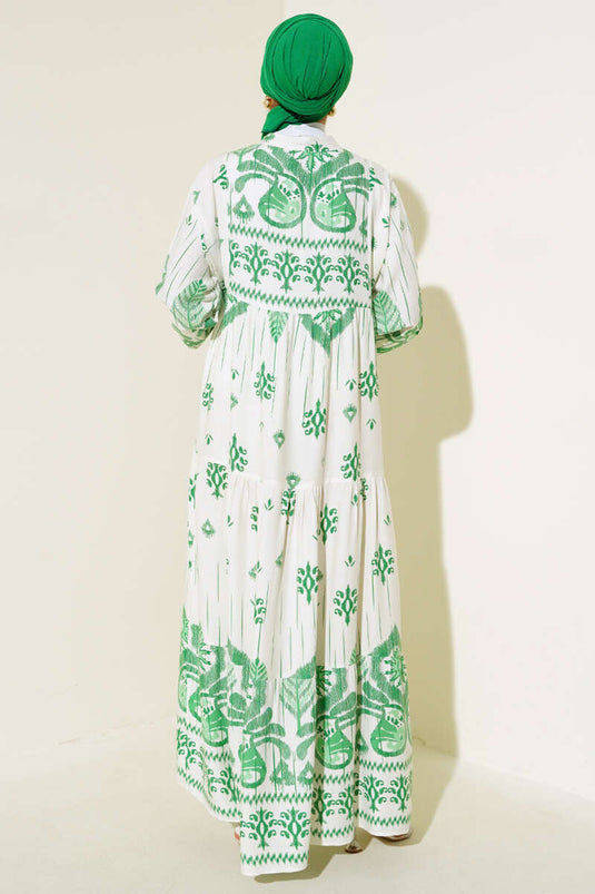 Robe superposée décontractée à motifs vert