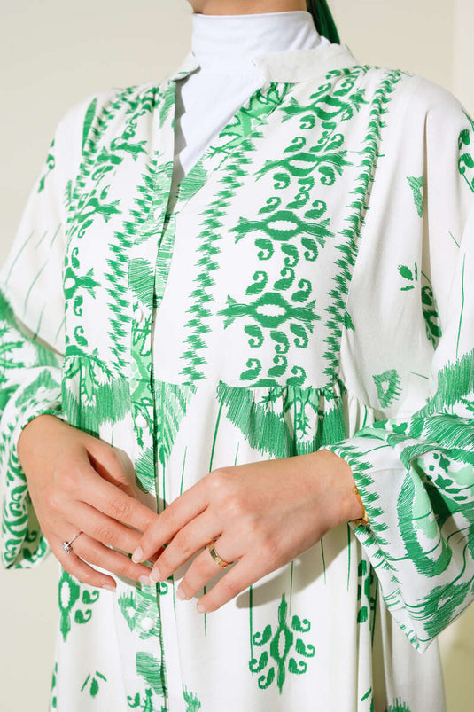 Robe superposée décontractée à motifs vert