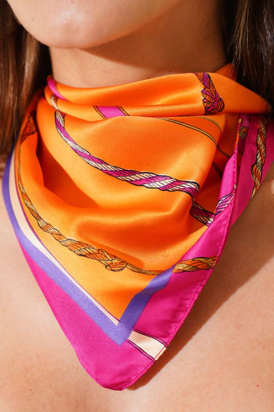 Patterned Satin Scarf Orange