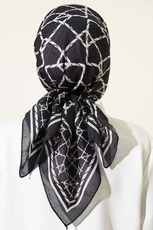 Desenli Siyah Serisi Eşarp Asorti 4