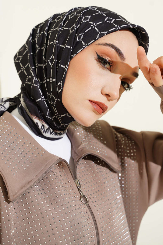 Desenli Siyah Serisi Eşarp Asorti 5