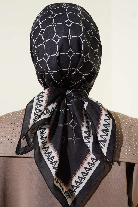 Desenli Siyah Serisi Eşarp Asorti 5