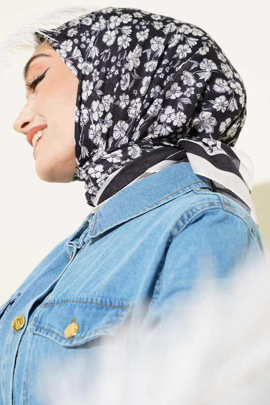 Desenli Siyah Serisi Eşarp Asorti 9