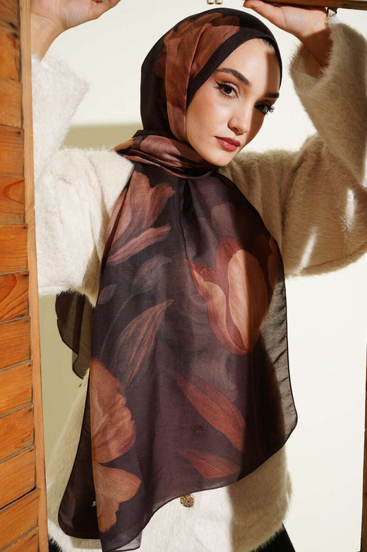 Foulard assorti série Soft Marron à motifs 10
