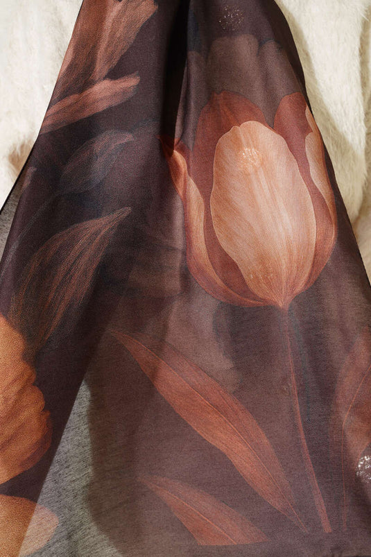 Foulard assorti série Soft Marron à motifs 10