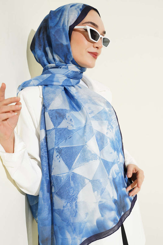 سلسلة شال ناعم مزخرف باللون الأزرق الداكن متنوع 1