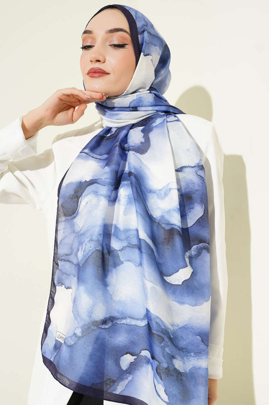 سلسلة شال ناعم مزخرف باللون الأزرق الداكن متنوع 4