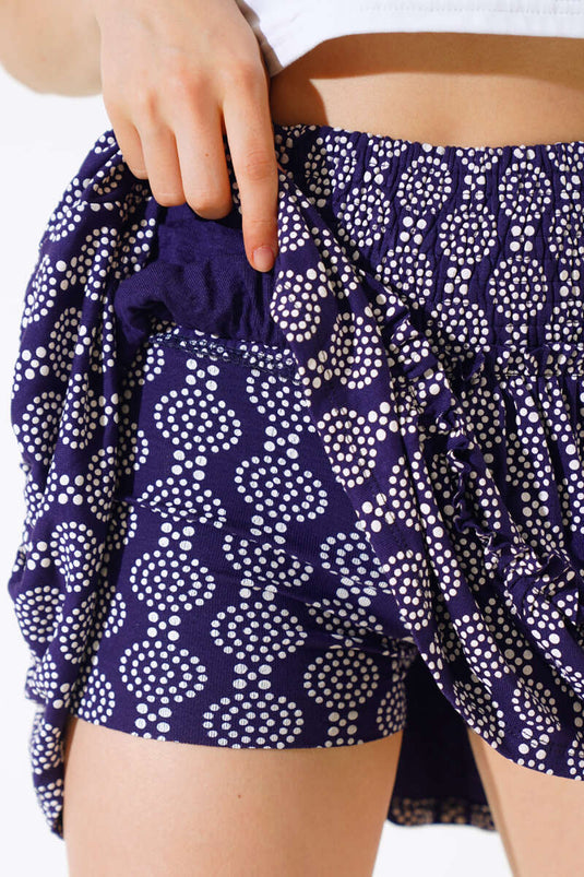 Jupe courte à motifs bleu marine