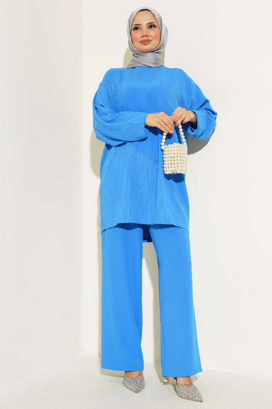 Patterned Stone Two-Piece Set Blue