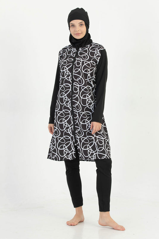 Patterned Hijab Swimsuit -128