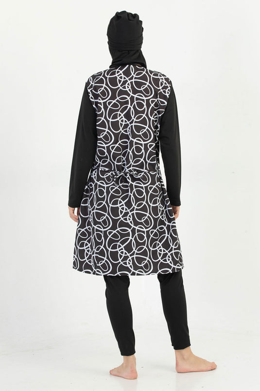 Patterned Hijab Swimsuit -128