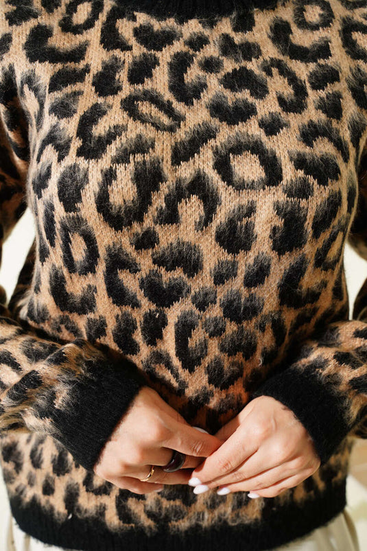 Patterned Knitted Leopard Sweater