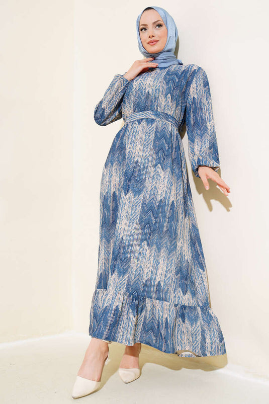 Robe en viscose à motifs indigo