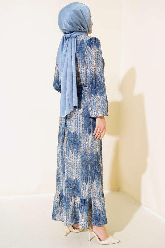 Robe en viscose à motifs indigo