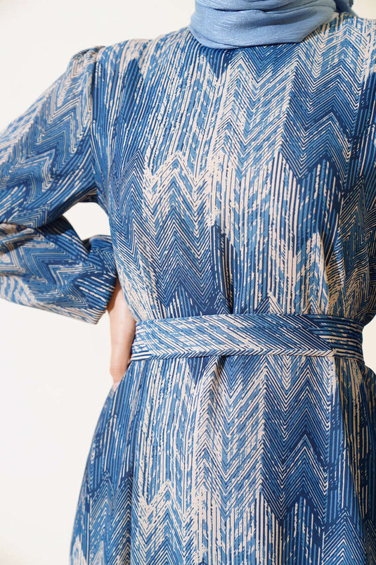 Robe en viscose à motifs indigo