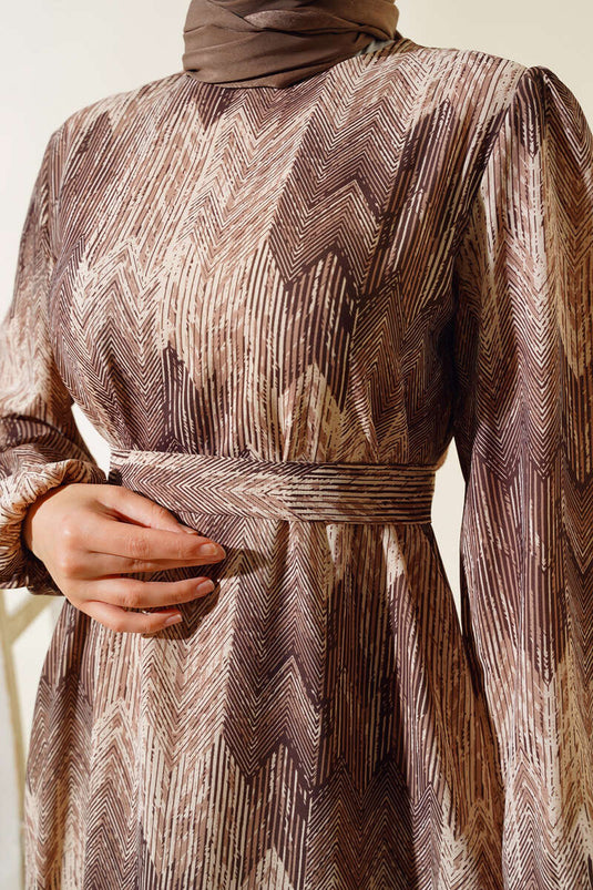 Vestido de viscosa estampado visón