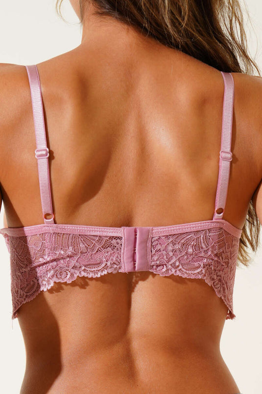Soutien-gorge brassière rembourré à bretelles croisées, rose poudré