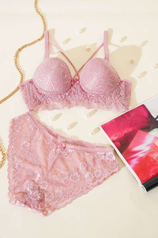 طقم حمالة صدر مبطنة بأشرطة متقاطعة من Dusty Rose