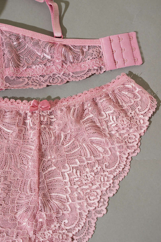 Destekli Çapraz İpli Bralet Sütyen Takım Gül Kurusu