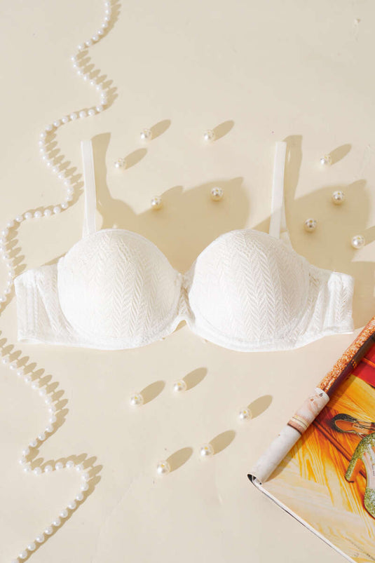 Padded Lace Strapless Bra Ecru