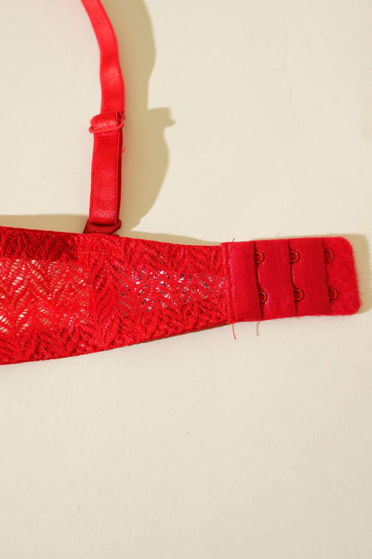 Padded Lace Strapless Bra Red