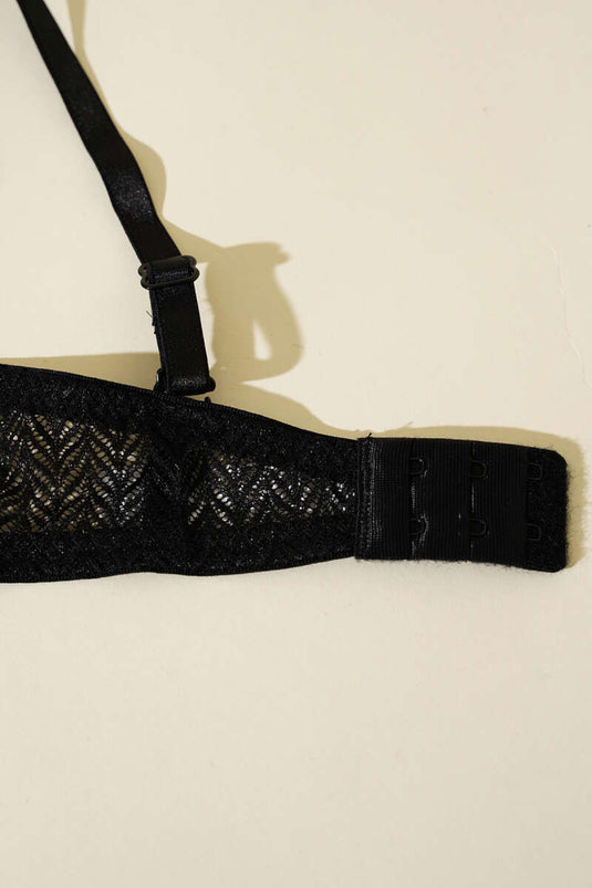 Padded Lace Strapless Bra Black