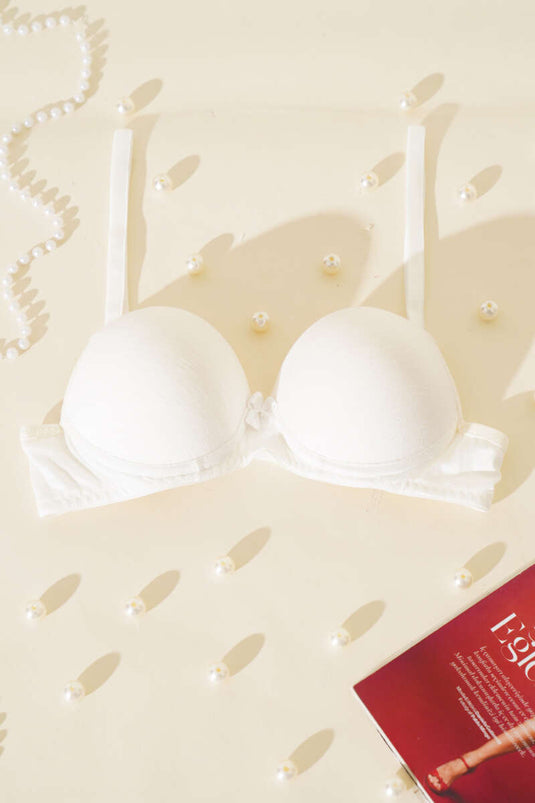 Padded Self-Patterned Bra Ecru