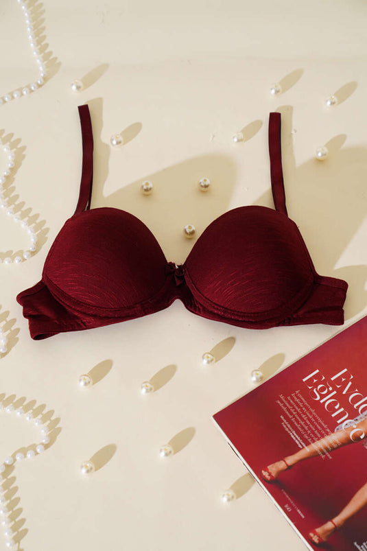 Soutien-gorge rembourré à motif ton sur ton prune