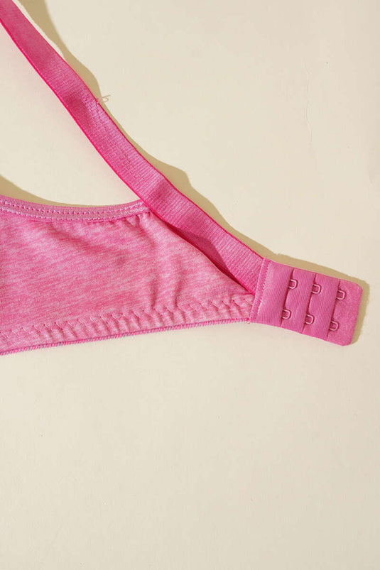 Unpadded Non-wired Sponge Bra Pink Marl