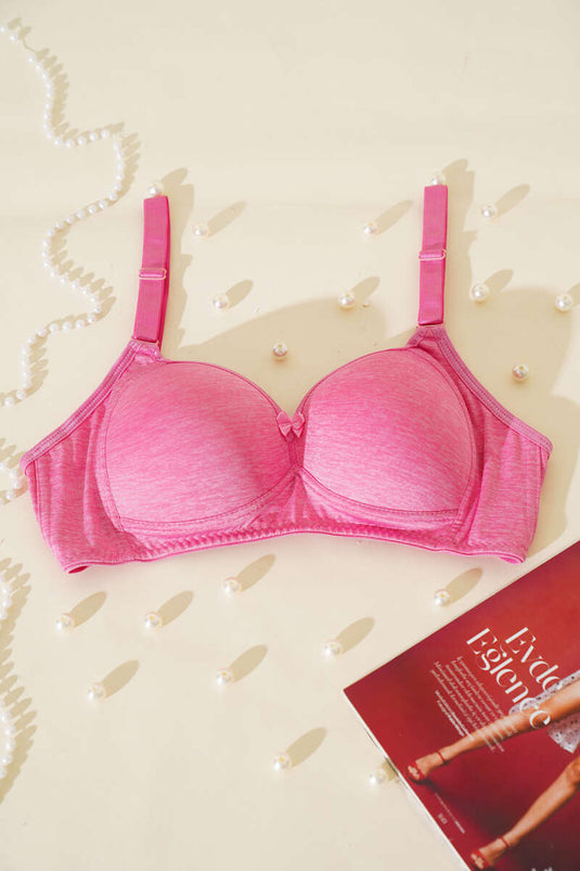 Unpadded Non-wired Sponge Bra Pink Marl