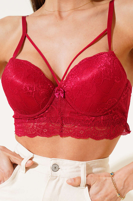 Desteksiz Çapraz İpli Bralet Sütyen Bordo