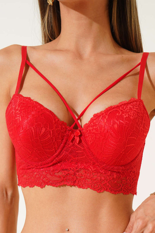 حمالة صدر غير مبطنة بتصميم متقاطع، لون أحمر