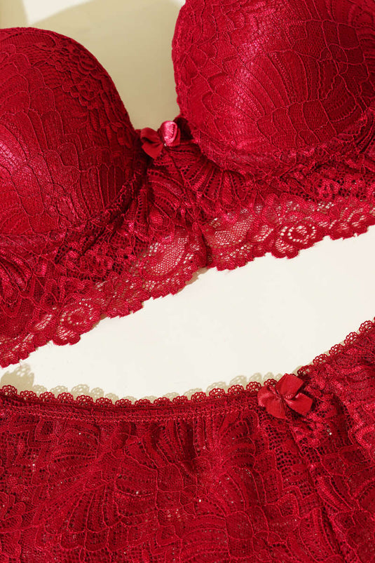 Ensemble soutien-gorge et brassière à bretelles croisées non rembourrés bordeaux