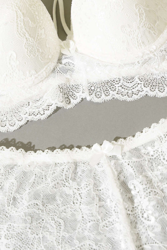 Ensemble soutien-gorge et brassière à bretelles croisées non rembourrés, écru